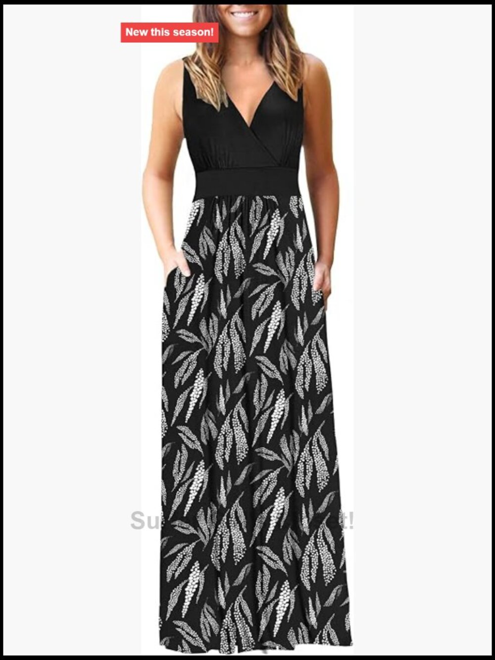 Sleeveless V Neck Wrap Maxi Dress for Women Summer Casual Formal
